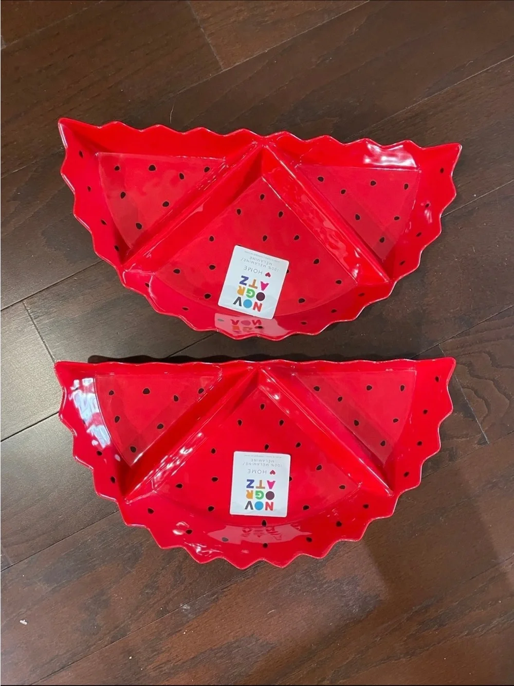 NOVOGRATZ WATERMELON MELAMINE DIVIDED SERVING DISHES 2